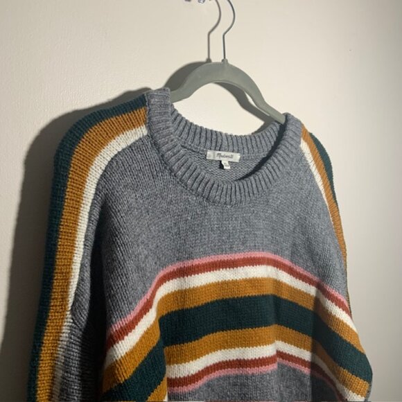 Madewell Alpaca Wool Blend Striped Retro Preppy Crewneck Sweater - Size XL - Picture 4 of 7